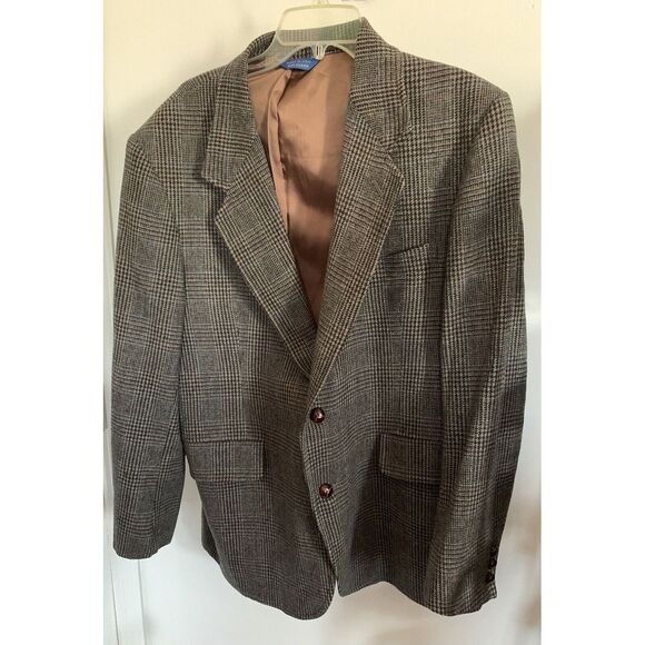 VTG Pendleton Virgin Wool Tweed Sport Blazer Jacket Size 44 2 Button Single Vent - Picture 1 of 12